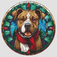 Pitbull Cucciolo di Natale Cane. Grande punto croce moderno originale