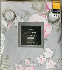 Dunelm Rosemont Tende a Occhiello Oscuranti Floreali Grigio - 66" x 54" (L x L) Coppia