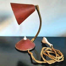 Lampada da scrivania smaltata rossa vintage industriale metà secolo metallo lampada da tavolo anni 50