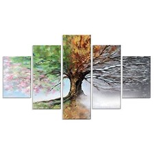 Lupia - Quadro Moderno 5 pezzi in legno VOGUE 66X115 cm QUATTRO STAGIONI, per so