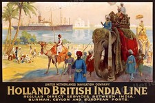 Poster anni '30 "Holland British India Line" stile vintage viaggio crociera - 24x36
