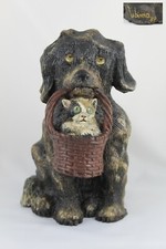 Scultura resina cane con gatto - scultura,