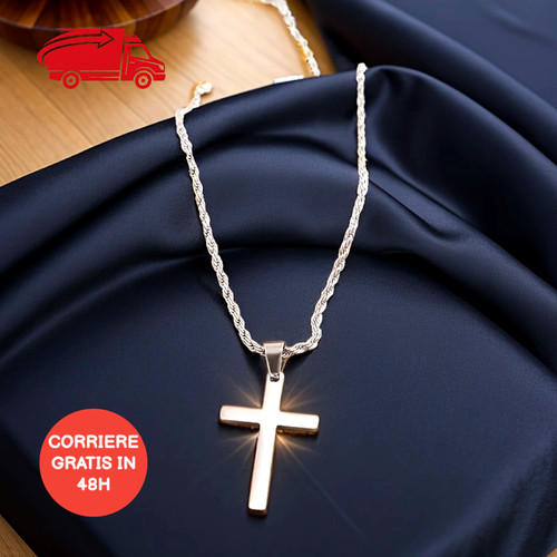 Collana croce uomo - collana, acciaio