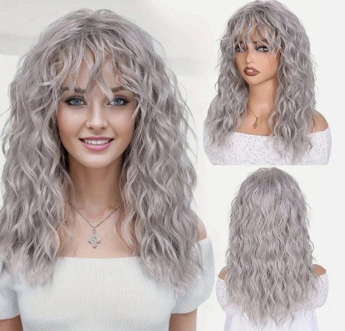 Parrucca riccia con bangs per - bangs,