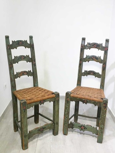 Coppia sedie antiche - dipinte, e