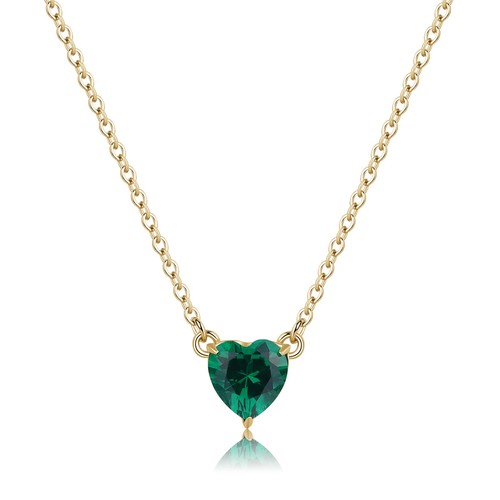 Collana cuore zircone verde - collana,