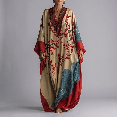 Maxi abito donna beige - , rosso