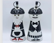 2 BARATTOLI/CONTENITORI DA CUCINA-OLIO/ACETO-IN CERAMICA-BRANDANI DESIGN-VINTAGE