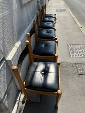 6 SEDIE  PRANZO 60s SILVIO COPPOLA PER BERNINI LEGNO PELLE ITALIAN DESIGN CHAIRS