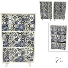 PORTA OGGETTI CASSETTIERA COLONNA CON 3 CASSETTI LEGNO COUNTRY CHIC ARREDAMENTO