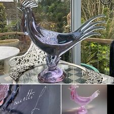 RARO GALLO DI MURANO 12” ENORME LÍCIO ZANETTI GALLO VETRO NEODIMIO FIRMATO 2,2K