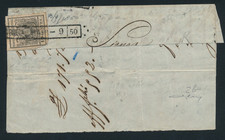 Lombardo Veneto 1850 Frammento con 10 c. grigio nero n.2b firmato Cardillo