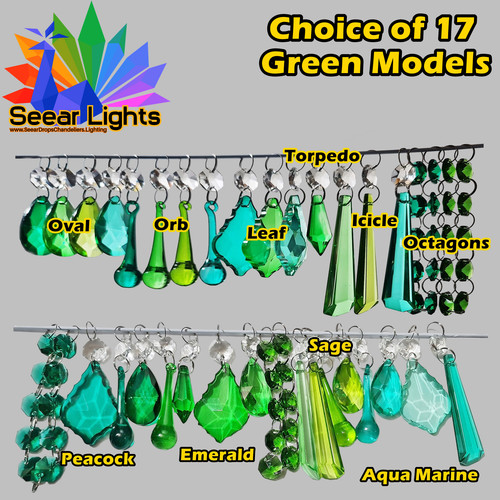 Green chandelier cut glass - green,