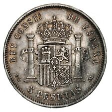 SPAGNA ALFONSO XII 5 PESETAS 1878 EM-M - Argento Silver