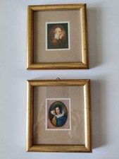 Quadri piccoli con ritratti, borghesia XIX sec., cornice dorata sottile [4]