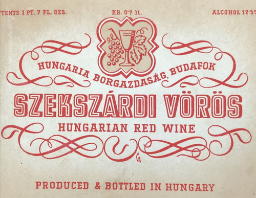 Etichetta vino rosso ungherese