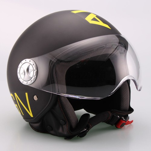 Casco demi jet nero giallo - casco, demi-jet