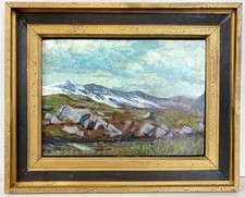 QUADRO DIPINTO OLIO TAVOLA Kofler PAESAGGIO MONTANO POST-IMPRESSIONISMO '800/900