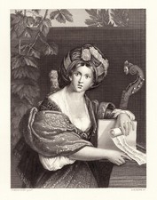 SIBILLA CUMEA ,  di DOMENICHINO,  incisione di Payne, 1850 ca.