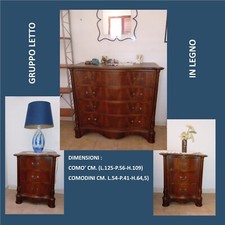 COMO' + 2 COMODINI LEGNO NOCE