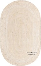 Tappeto ovale bianco tappeto juta casale naturale fatto a mano intrecciato aspetto rustico