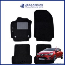 SERIE 4 TAPPETI - TAPPETINI IN MOQUETTE NERI PER RENAULT CLIO S4 DAL 2012 A 2019