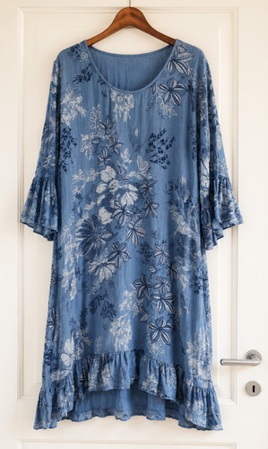 Mini vestito azzurro stampa - , a
