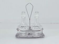 Oliera vintage di vetro antico in acciaio inox Set olio aceto acetiera