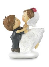 Bomboniera/Cake-Topper Matrimonio Coppia Sposini Abbracciati 11,8cm in Resina