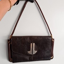 LANVIN True Vintage borsa a mano in vera pelle borsa a mano rettile marrone