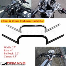 Manubrio Pullback Nero Opaco 7/8" 22mm per Harley Cafe Racer Chopper Clubman