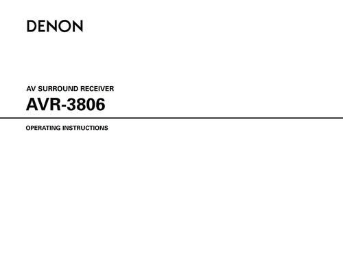 Denon avr 3806 receiver - avr-3806, owners