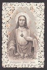 Sacro Cuore di Gesù – Cromolitografia su Canivet fine '800 - Santino I079