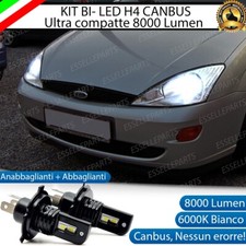 KIT H4 A LED PER FORD FOCUS MK1 LAMPADE LED H4 6000K XENON BIANCO NO AVARIA LUCI