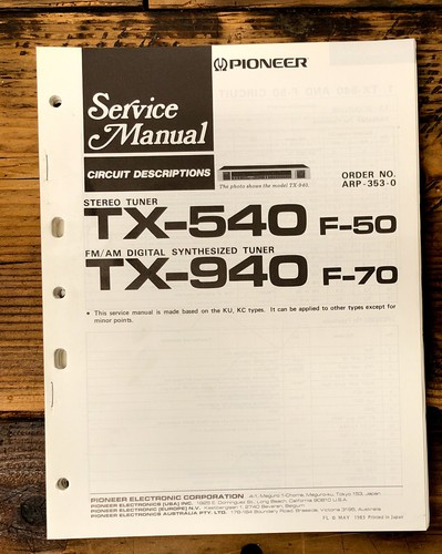 Pioneer 540 940 f - pioneer, tx-540