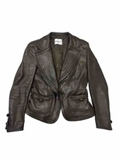 Giacca 100% Vera Pelle Marrone Donna Tg 42