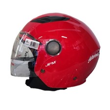 Casco Jet Bambino Bambina Rosso Lucido Visiera Lunga Omologato per Moto Scooter