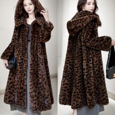 Giacca pelliccia visone donna invernale con cappuccio cappotto pelliccia lungo leopardato velluto temperamento