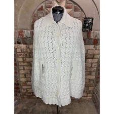 Sherry Gale maglione all'uncinetto mantella grigio argento metallizzato anni 50