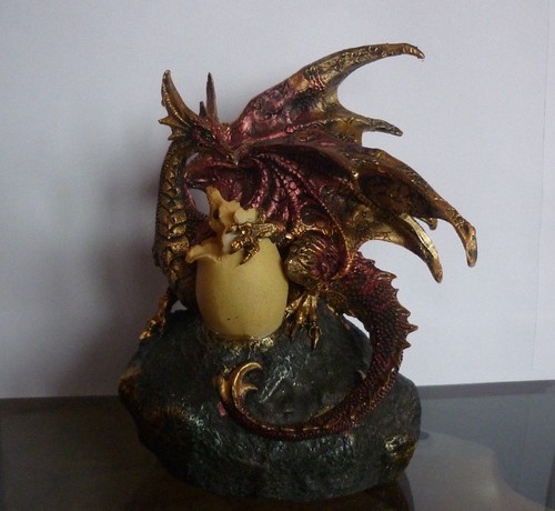 Drago rosso con cucciolo - rosso,