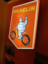 Antica Insegna Luminosa Michelin Tabella Funzionante Pubblicità Bibendum eroica