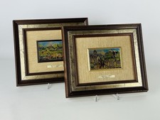 Antonio Ligabue 2 Quadri Con Serigrafia Su Lastra In Argento 800