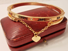 BRACCIALE da donna placcato oro giallo con numeri romani in stile Cartier Nuovo