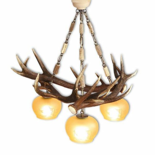 Lampadario con vere corna - , di