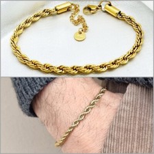 Braccialle da uomo in acciaio inossidabile placcato oro catena modello a corda