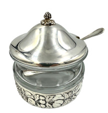 Zuccheriera formaggiera in argento 800 con cucchiaino vintage '50 Made in Italy