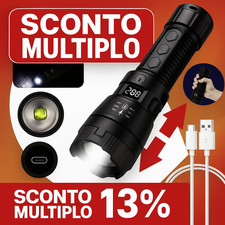 Torcia Led Ricaricabile 500000 Lumen Professionale Alta Potenza Zoomabile