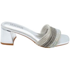 Sandalo gioiello donna argento mule aperto dietro con gradiente di brillantini s