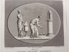 Sacrificio a Venere Incisione su rame in Passe-partout Inizi 800 Mitologia Cameo