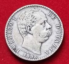 MONETA COIN REGNO D'ITALIA RE UMBERTO I° SAVOIA DUE 2 LIRE 1898 ARGENTO - ROMA -